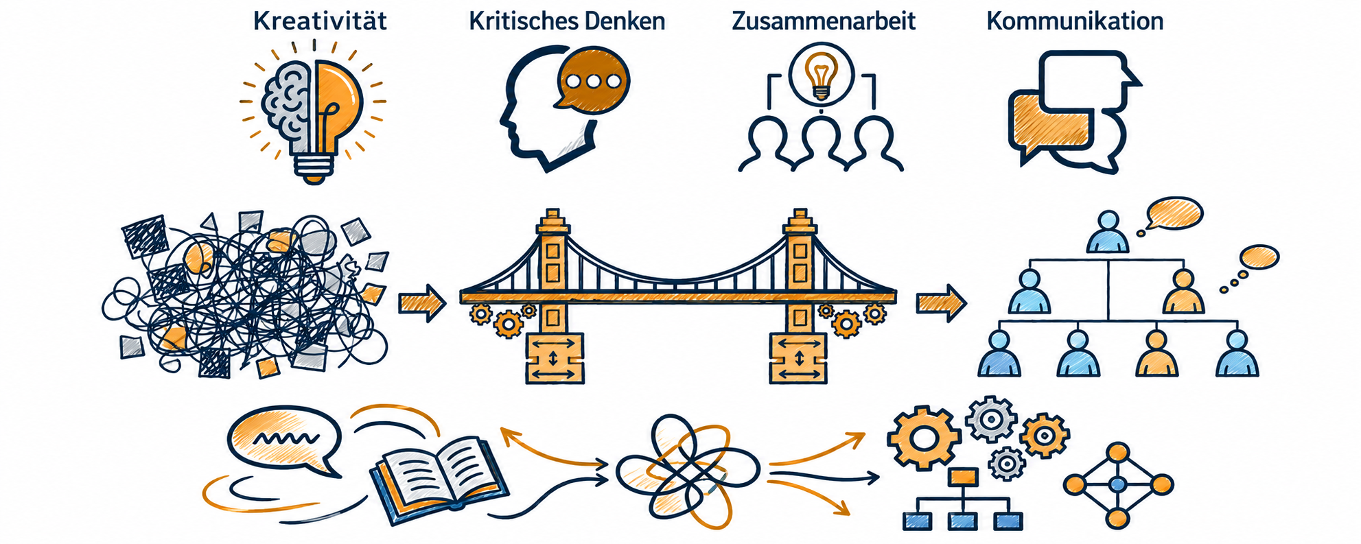Kreativität, kritisches Denken, Zusammenarbeit und Kommunikation